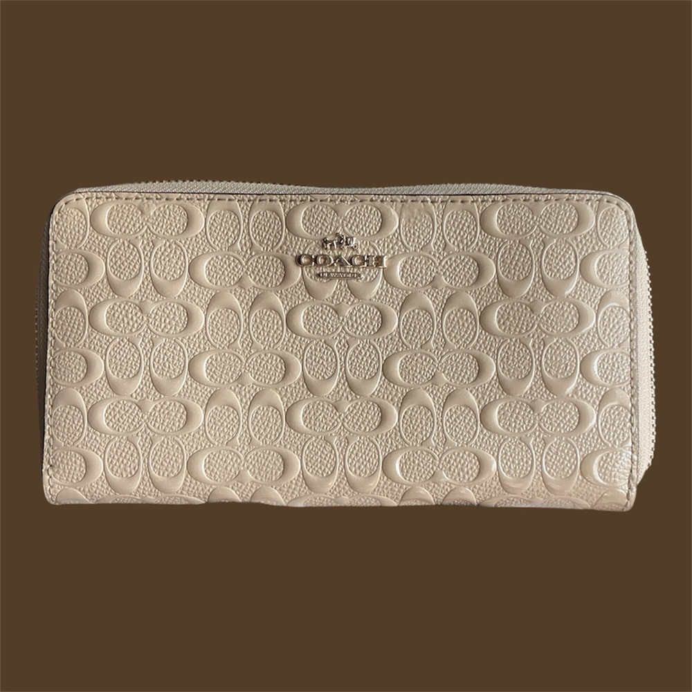 Coach Accordion Zip Wallet in Signature Debossed Patent Leather